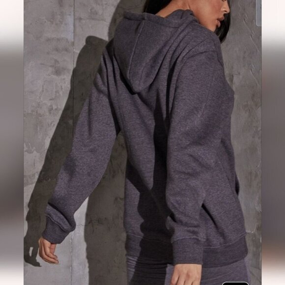 PLT Recycled Charcoal Oversize Sweat Hoodie L NWT Gray Black - Picture 3 of 8